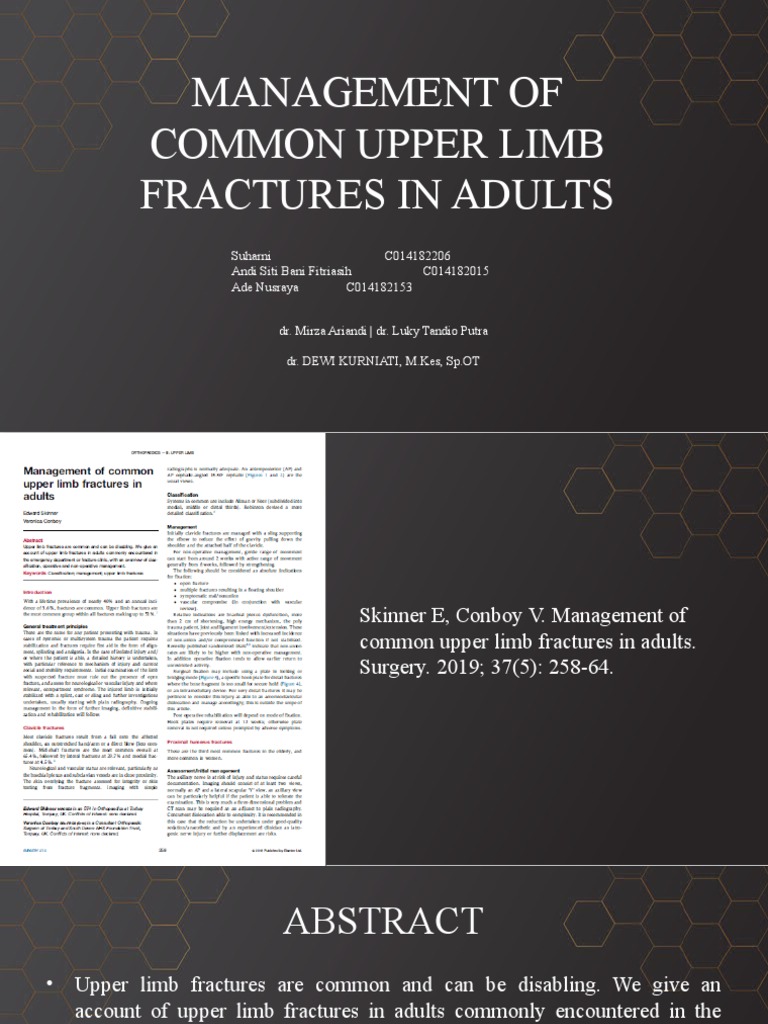 Management of Common Upper Limb Fractures in Adults | PDF | Elbow ...