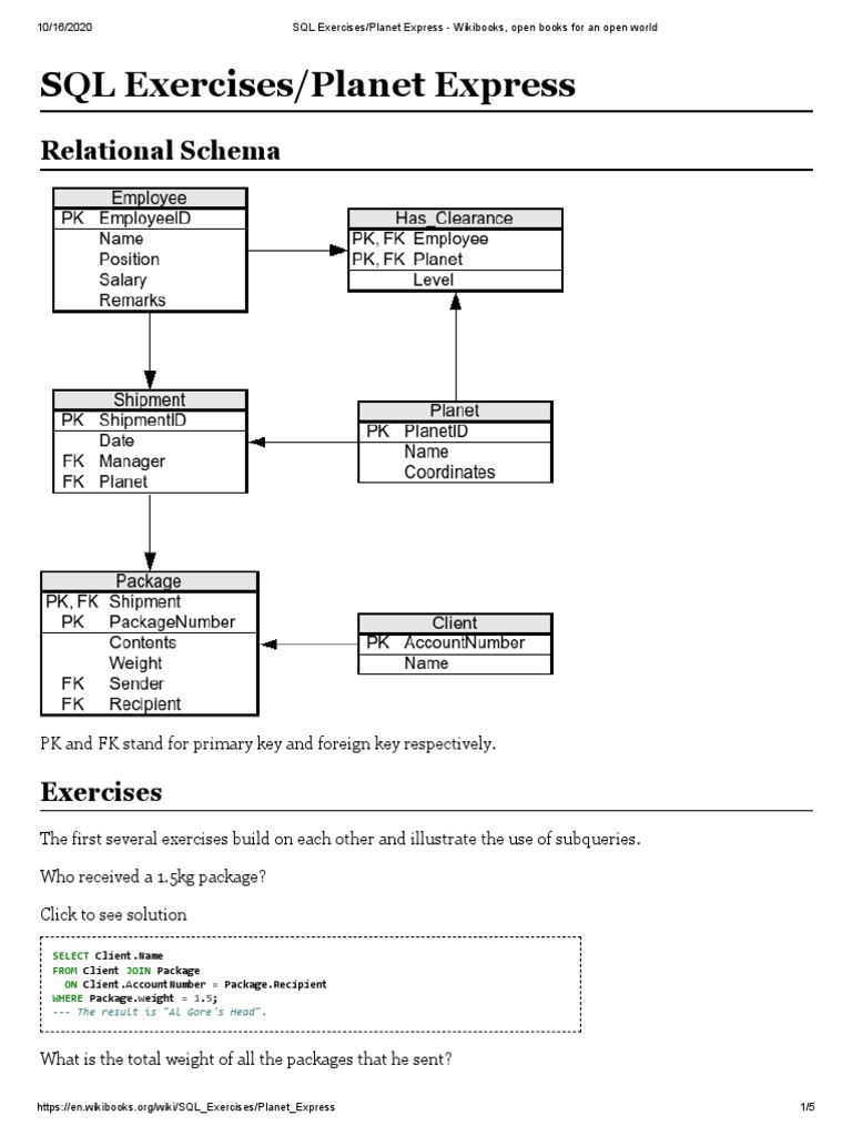 SQL Exercises for Planet Express | PDF | Computer Data | Sql