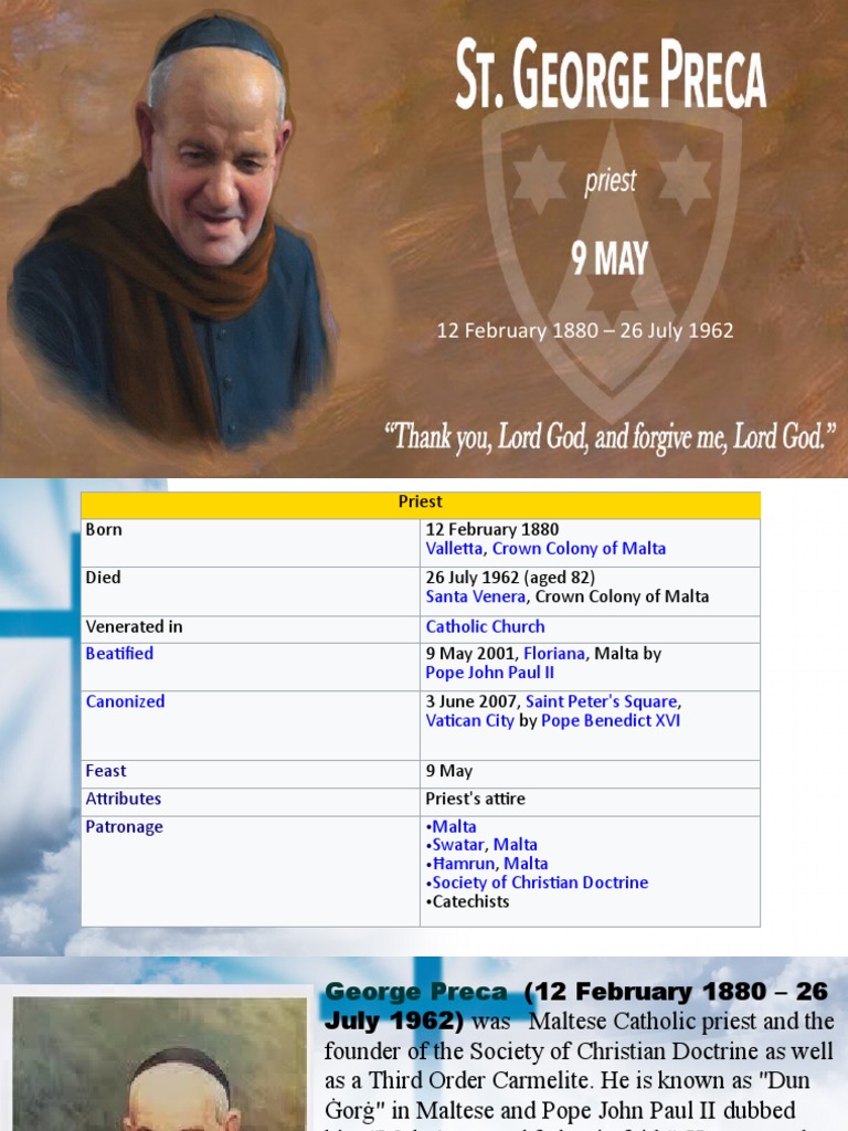 ST George Preca | PDF | Religious Behaviour And Experience | Catholic ...