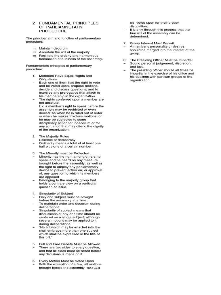 Fundamental Principles of Parl Pro | PDF | Bill (Law) | Democracy