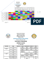 Class Program and Teacher's Schedule for Grade 8
