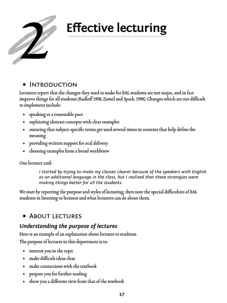 Effective Lecturing for EAL Students | PDF | Lecture | English Language