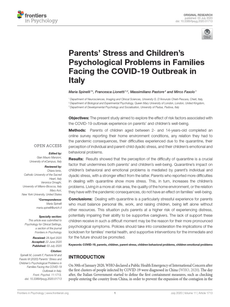 Parental Stress During COVID 19 | PDF | Stress (Biology) | Psychology