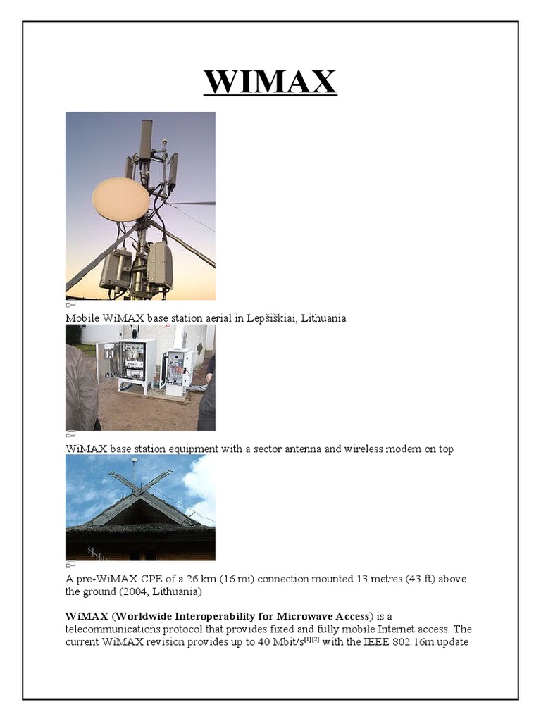 Wimax: Wimax (Worldwide Interoperability For Microwave Access) Is A ...
