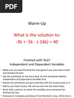 Independent and Dependent Variables Linear Equations