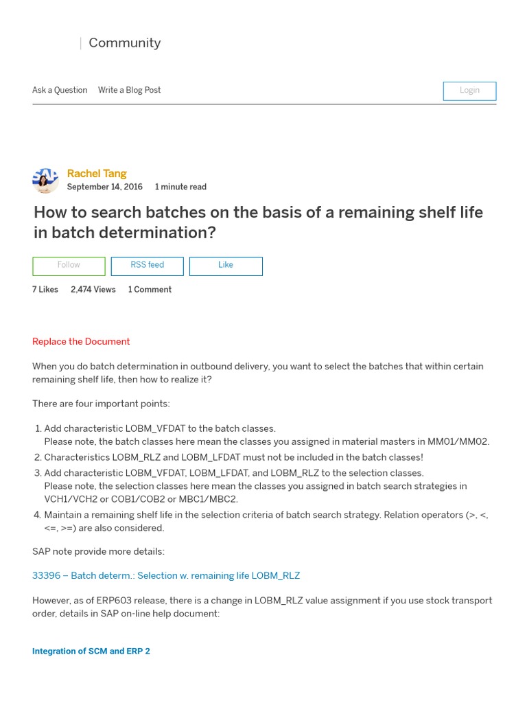 How To Search Batches On The Basis of A Remaining Shelf Life in Batch