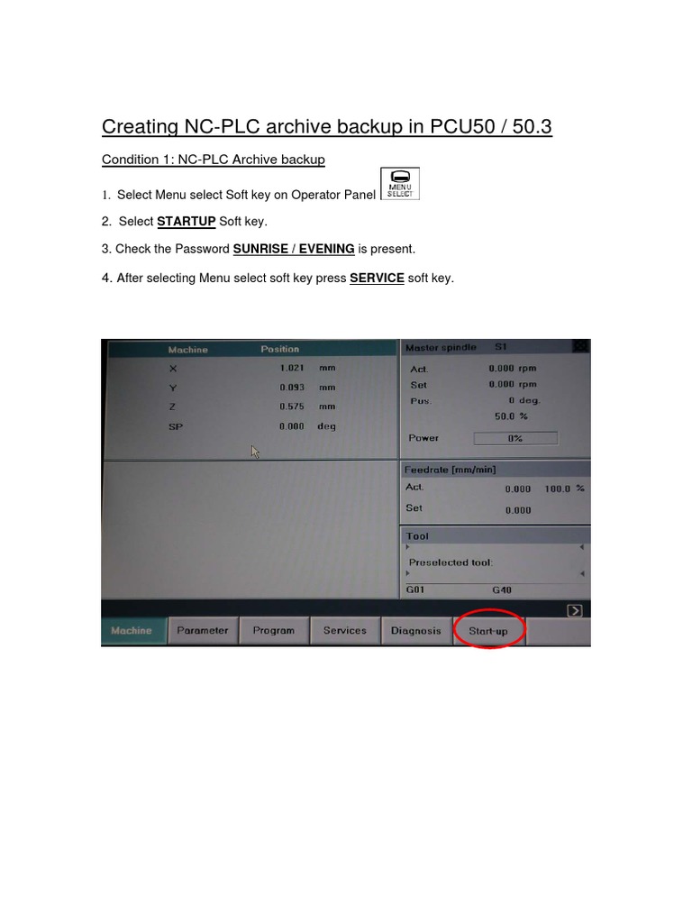 NC-PLC Backup Procedure for PCU50 | PDF