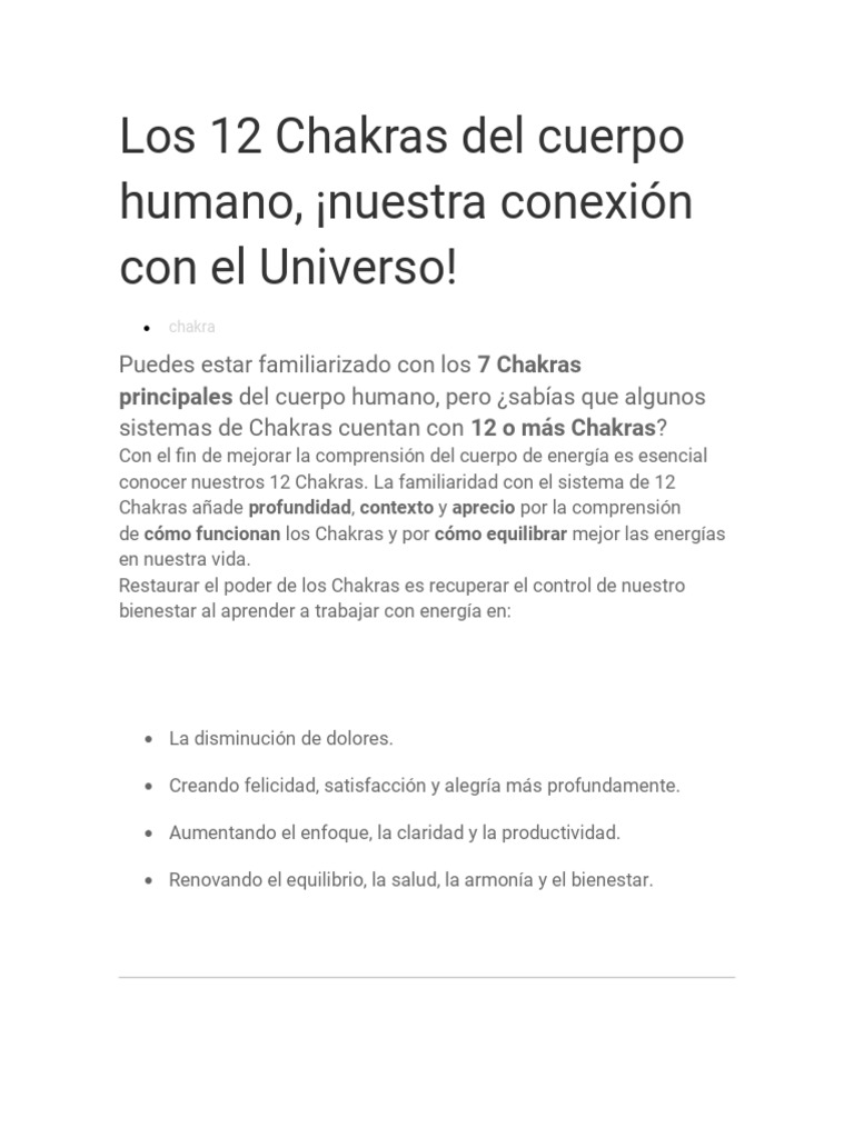 Los 12 Chakras del Cuerpo Humano | PDF | Tierra | Color