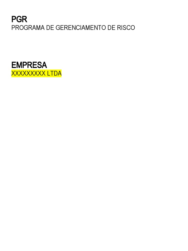 Modelo De Pgr Programa De Gerenciamento De Riscos Pdf Informação