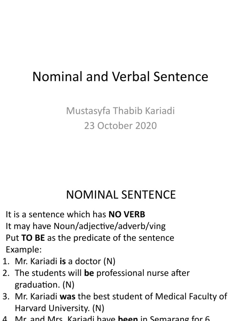 Nominal vs Verbal Sentences Explained | PDF | Verb | Sentence (Linguistics)