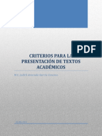 Criterios para La Presentación de Textos Académicos