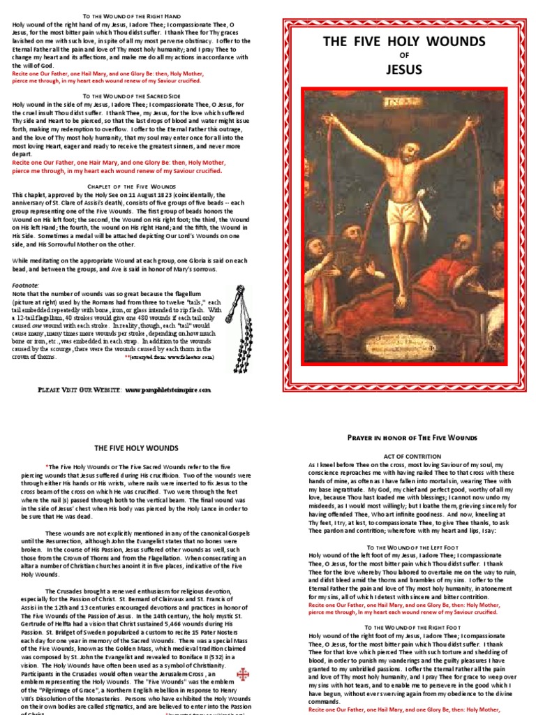 The Five Holy Wounds Jesus: To The Wound of The Right Hand | PDF ...
