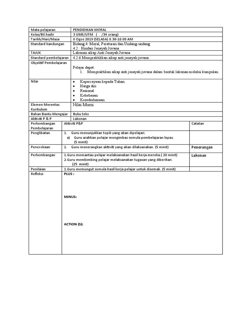 Contoh RPH Yang Diubahsuai | PDF