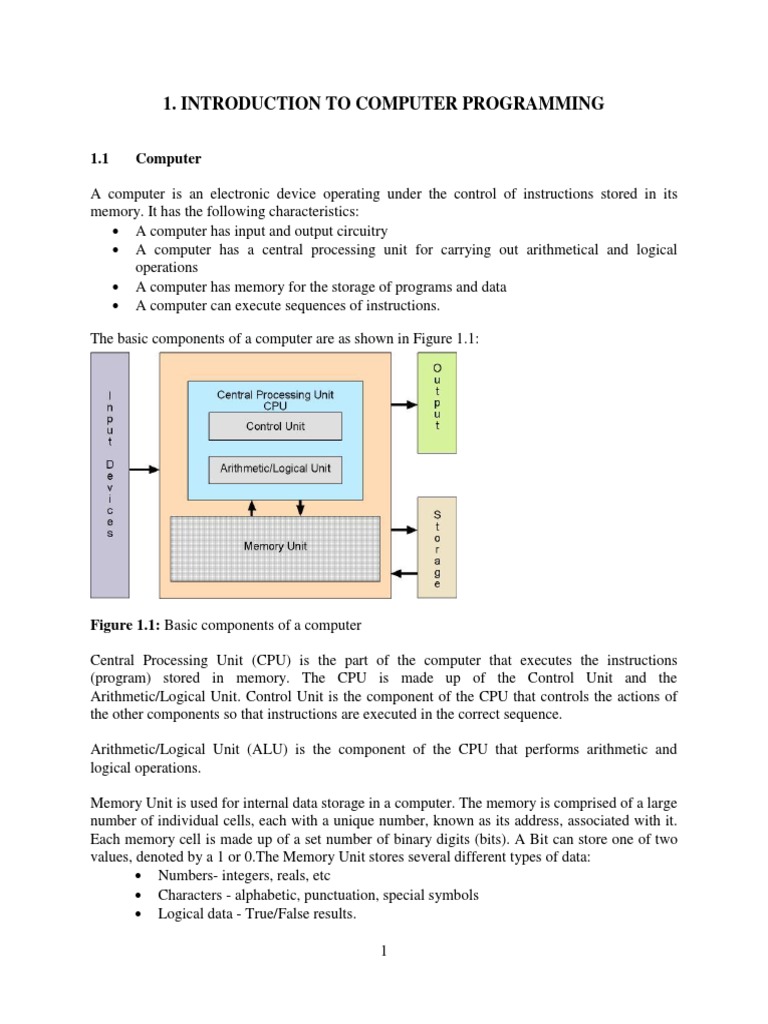 Introduction To Computer Programming | PDF | Computer Data Storage ...