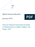 ) Mark Scheme (Results) January 2019: Pearson Edexcel International GCSE in Mathematics A (4MA1) Higher Tier Paper 1HR