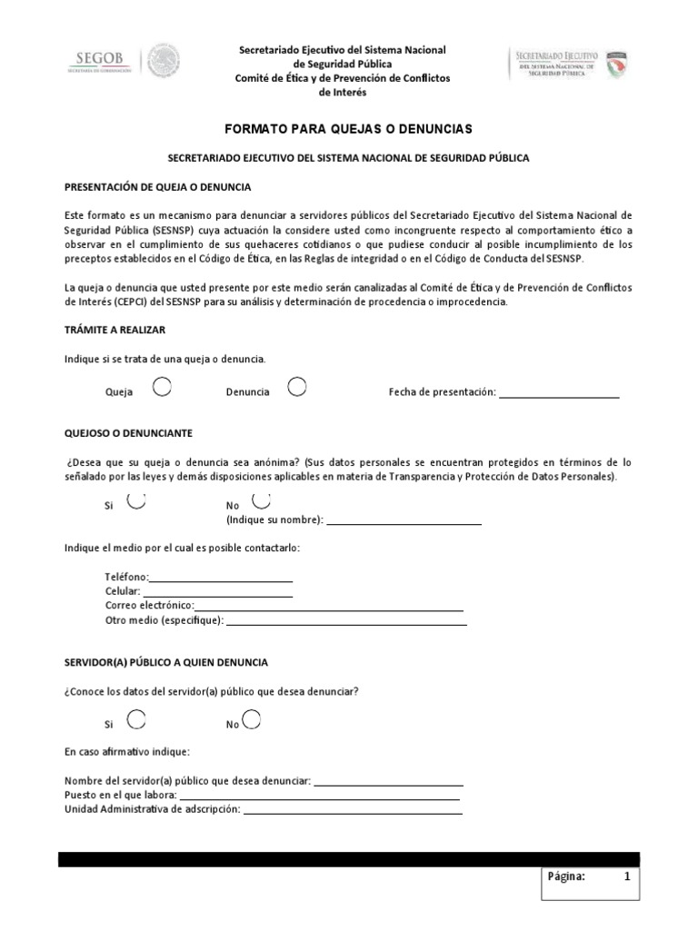 Ejemplos De Quejas De Asuntos Internos
