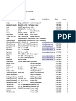 Parts List Spreadsheet