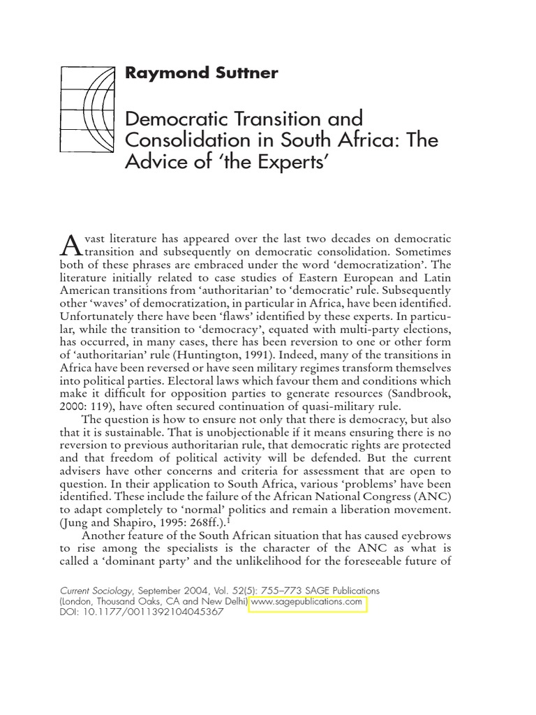 Democratic Transition Consolidation Pdf Apartheid Democracy