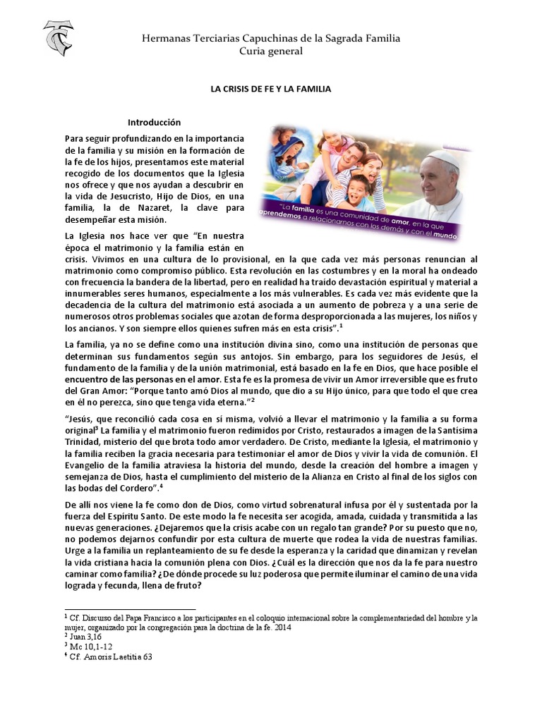 Fe y Crisis Familiar en la Actualidad | PDF | Fe | Jesús