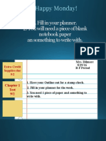 Happy Monday!: 1. Fill in Your Planner. 2. You Will Need A Piece of Blank Notebook Paper An Something To Write With