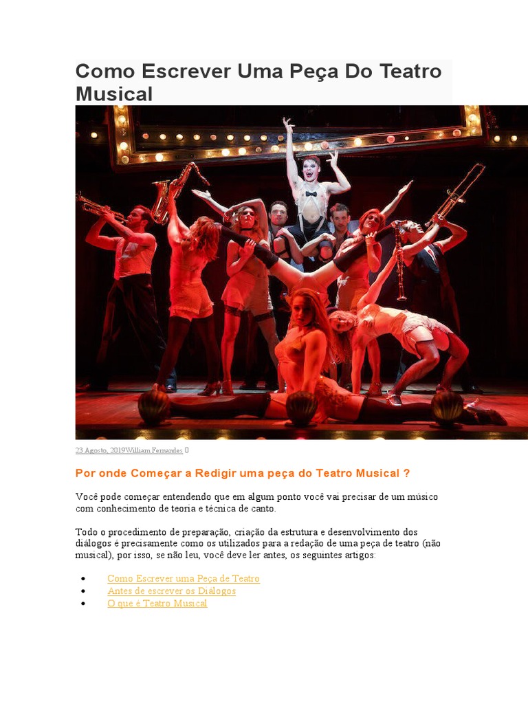 Como Escrever Uma Peça Do Teatro Musical | PDF | Teatro musical | Canto