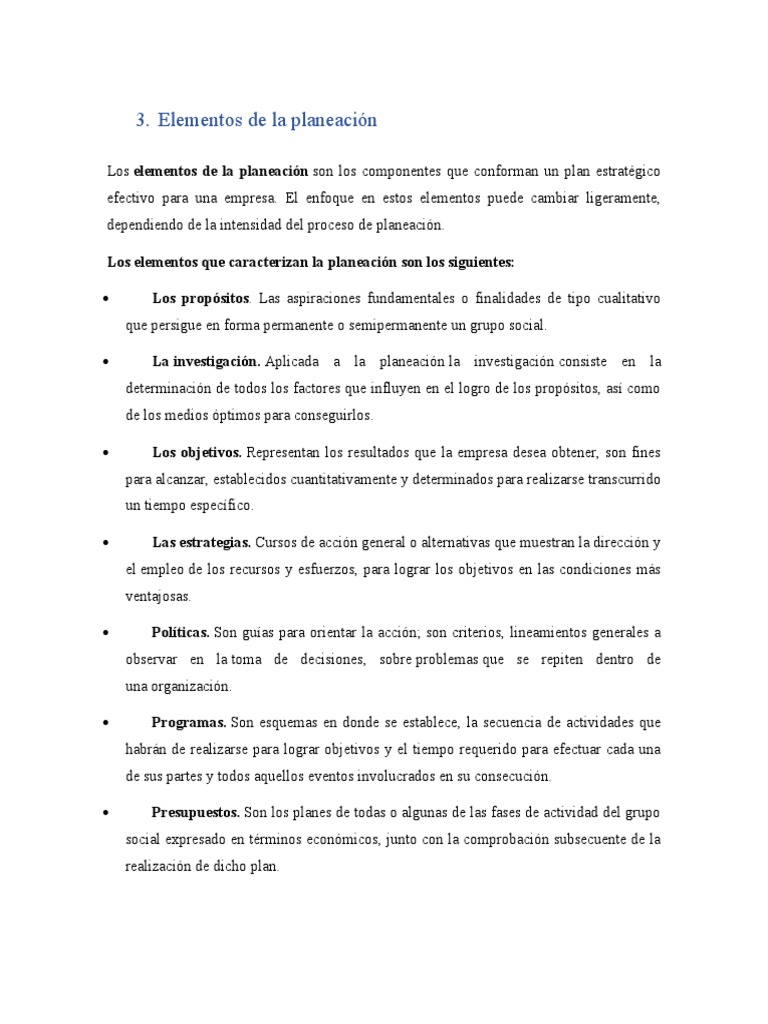 Elementos Clave de la Planeación | PDF