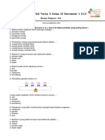 Soal UAS PAS K13 Tema 3 Kelas 6 Semester 1 IPA PDF