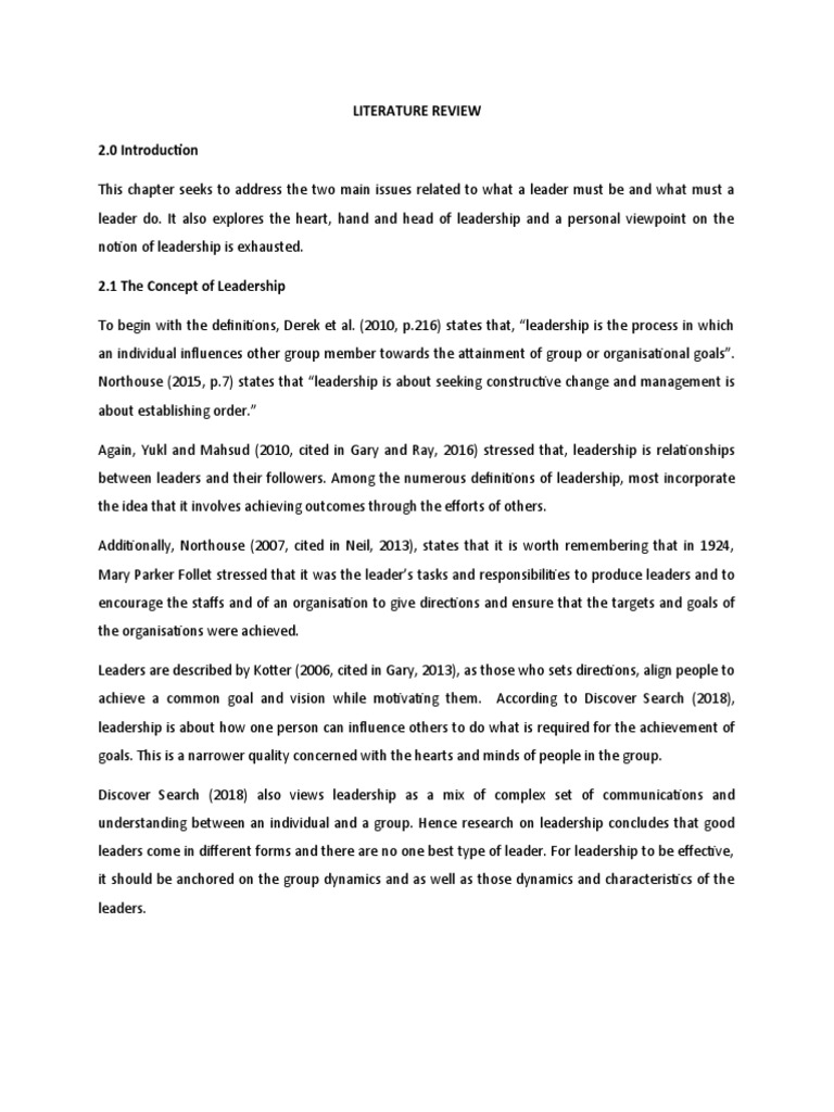 Literature Review | PDF | Strategic Leadership | Leadership