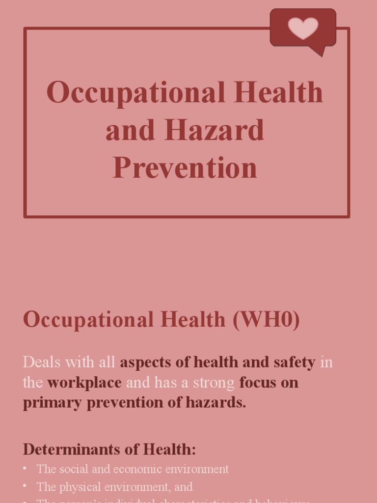 Occupational Health and Hazard Prevention PDF Occupational Safety