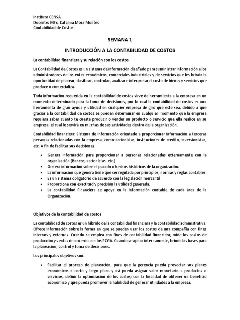 Introducción a la Contabilidad de Costos | PDF | Costo | Contabilidad ...