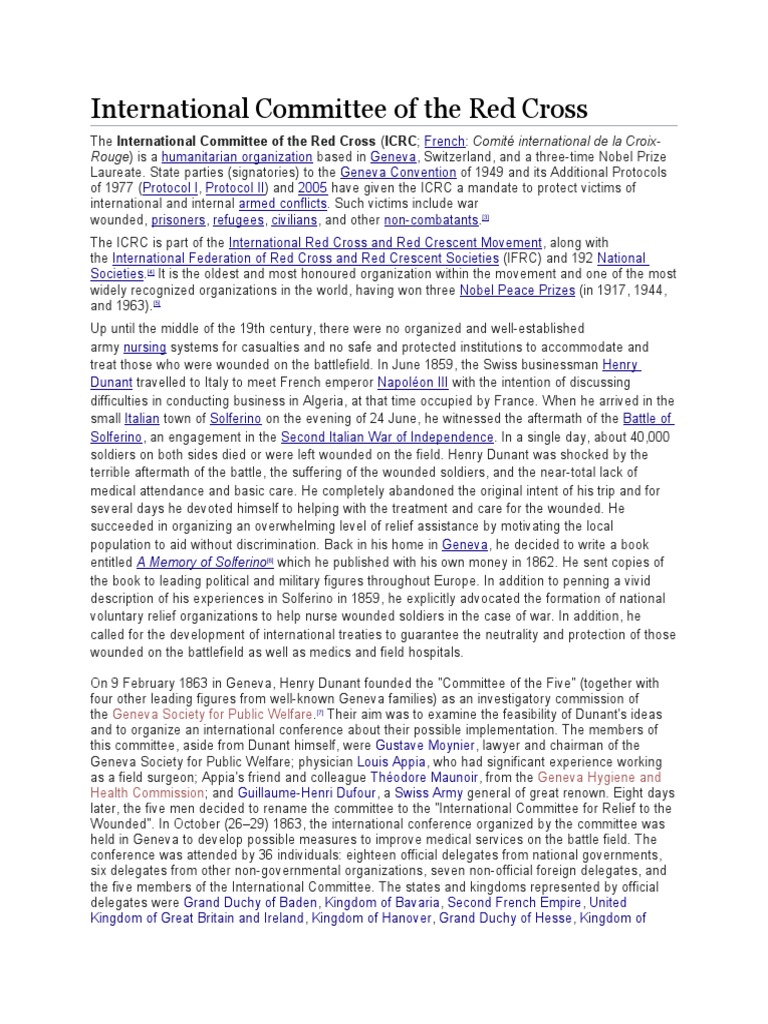 International Committee of The Red Cross | PDF | International Red ...