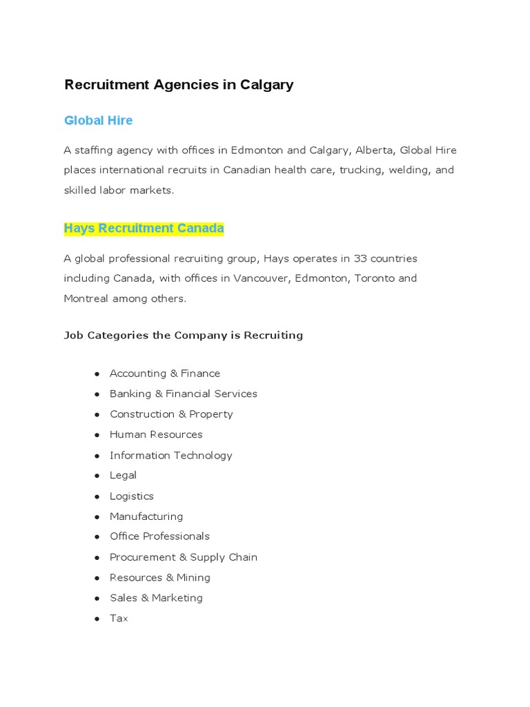 Recruitment Agencies in Canada PDF | PDF | Recruitment | Consultant