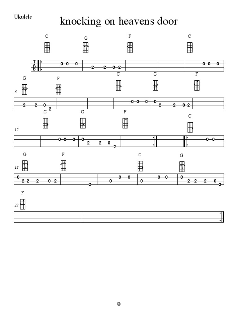 Knocking On Heavens Door Ukulele PDF PDF