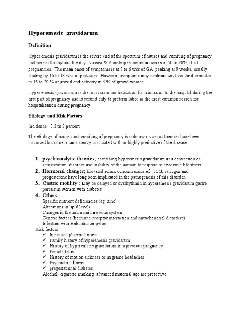 Hyperemesis Gravidarum Guide | PDF | Nausea | Vomiting