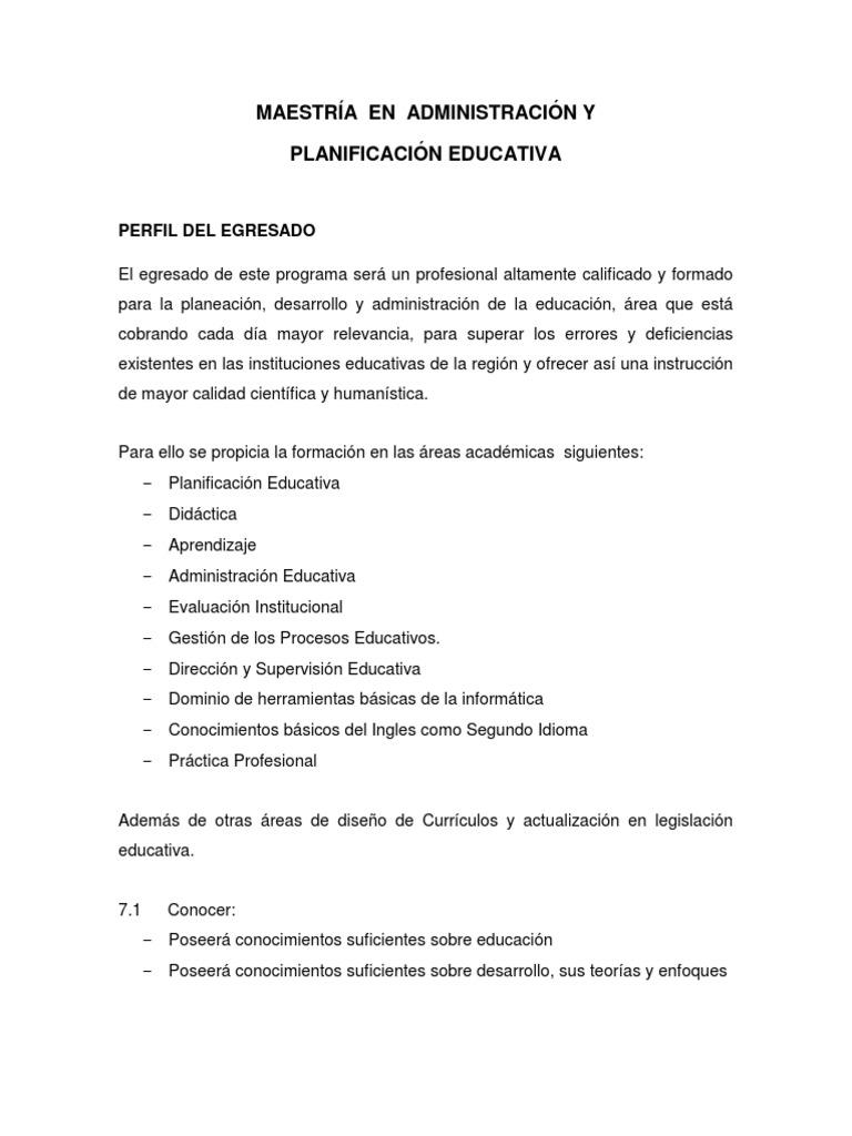 Maestría en Administración Educativa | PDF | Plan de estudios ...