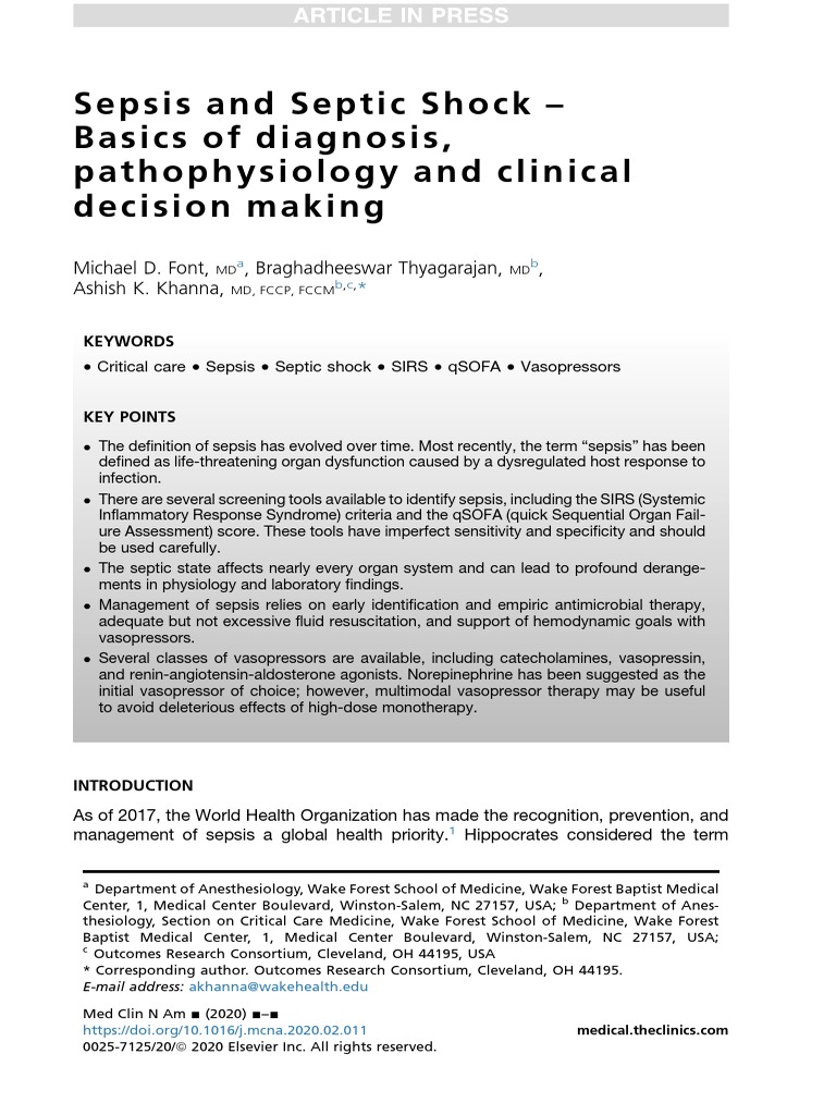 Sepsis Diagnosis and Management Guide | PDF | Sepsis | Shock (Circulatory)