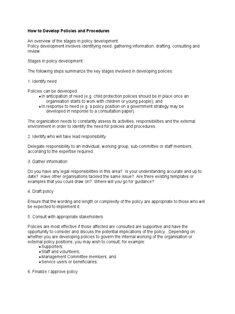 How To Develop Policies and Procedures | PDF | Volunteering | Public Sphere