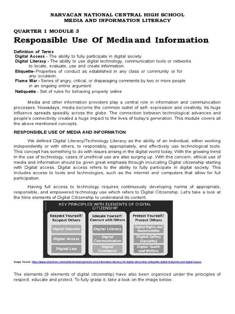 Responsible Use of Media and Information PDF Information Literacy