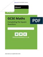 GCSE Maths Revision Completing The Square Questions