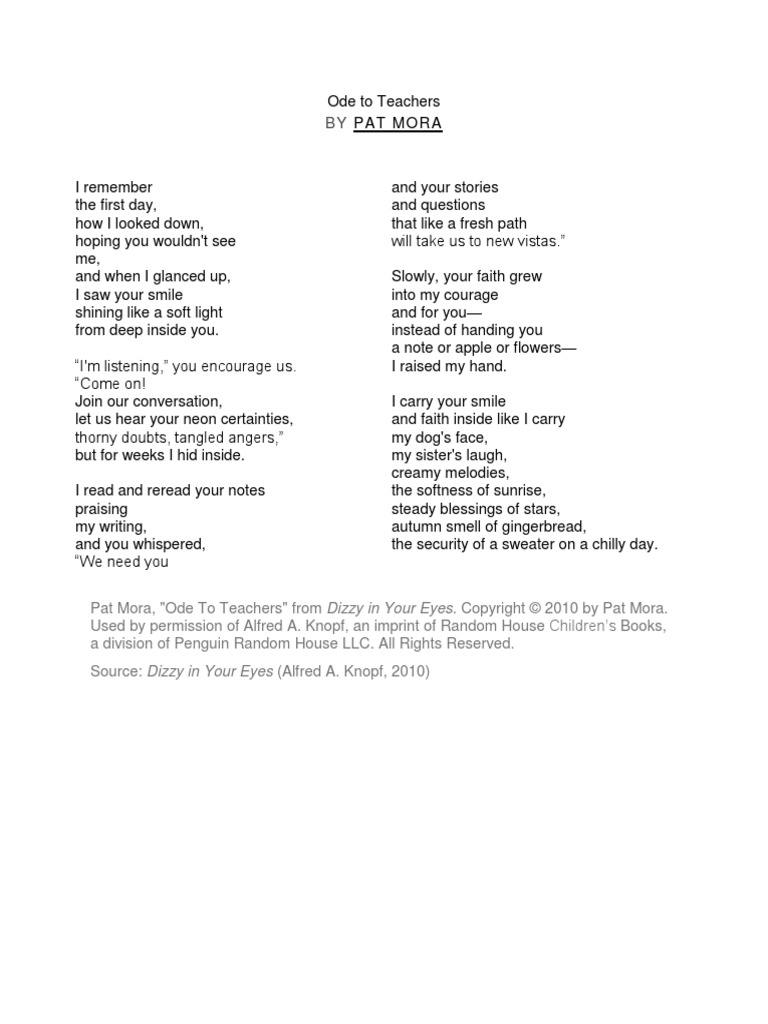 Ode To Teachers | PDF