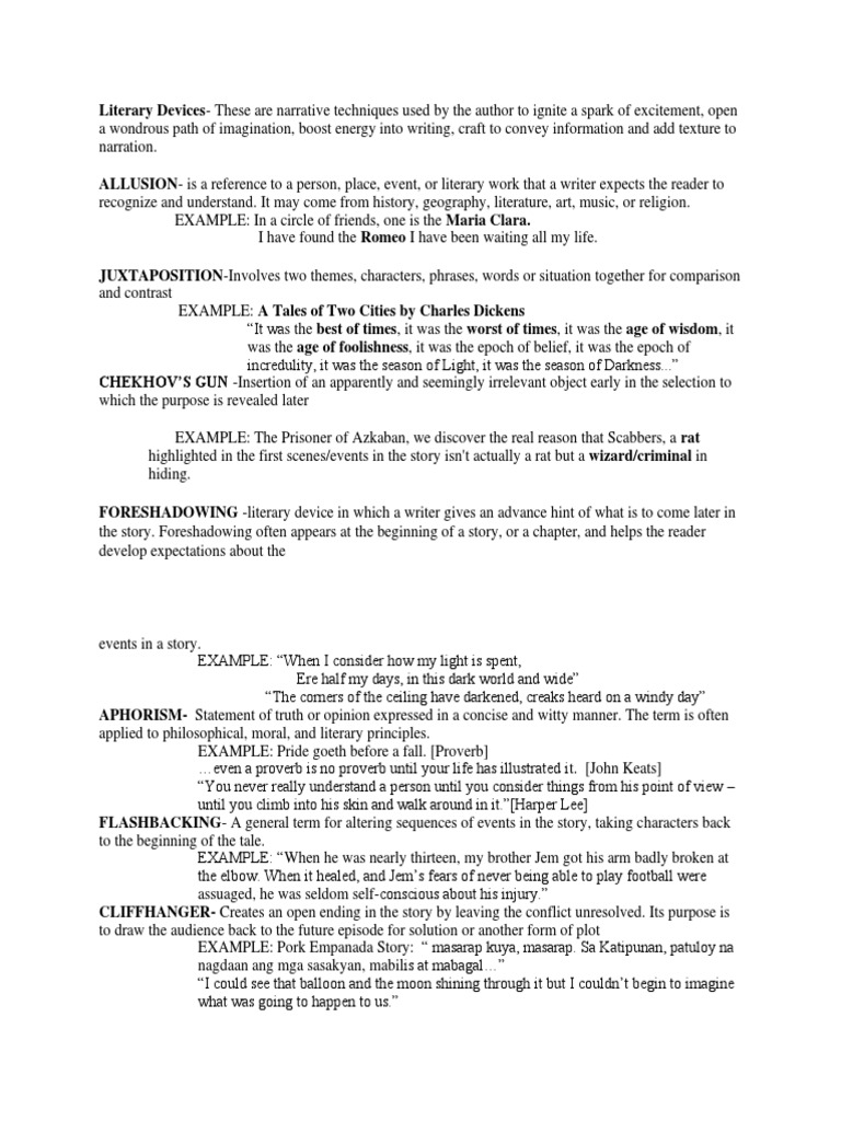 Literary Devices PDF A Tale Of Two Cities The Canterbury Tales