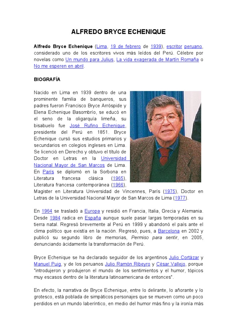 ALFREDO BRYCE ECHENIQUE Ficción y literatura Prueba gratuita de 30