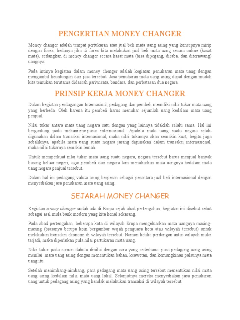 Pengertian Money Changer | PDF