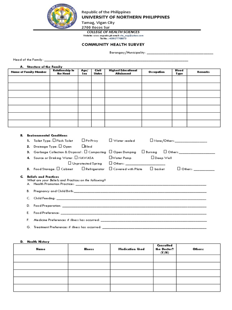 Community Health Survey Template | PDF | Toilet | Foods