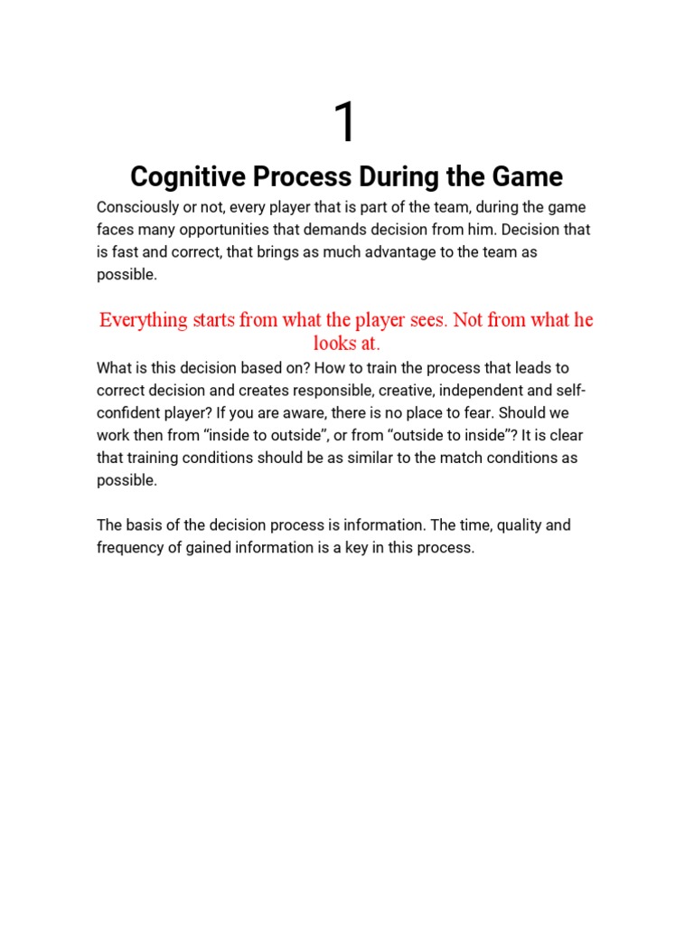 Cognitive Process During The Game: Everything Starts From What The ...