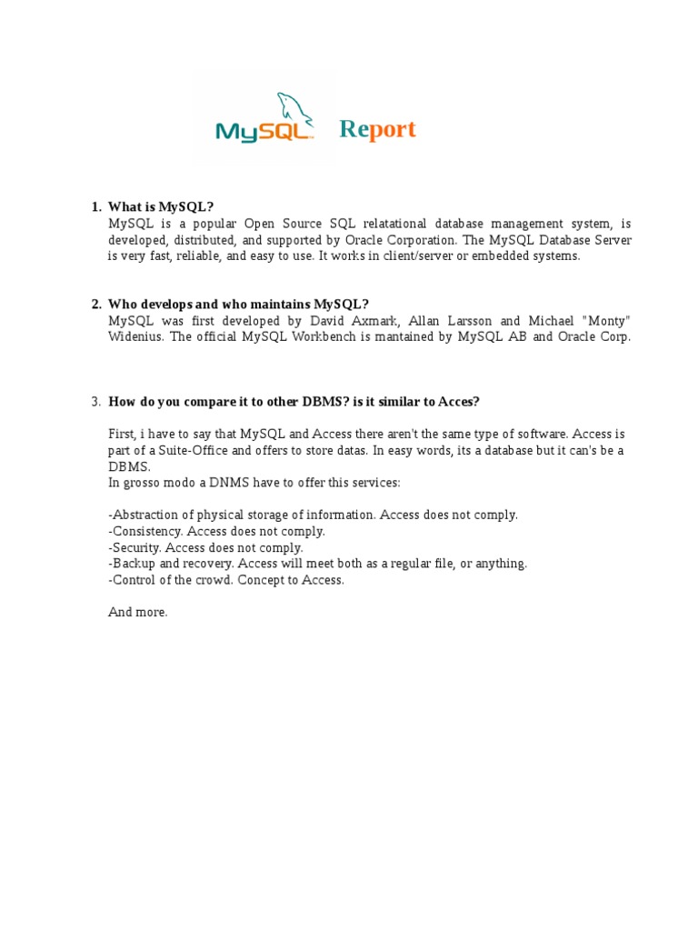 MYSQL Report | PDF | My Sql | Sql