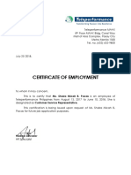 CERTIFICATE OF EMPLOYMENT (Teleperformance)