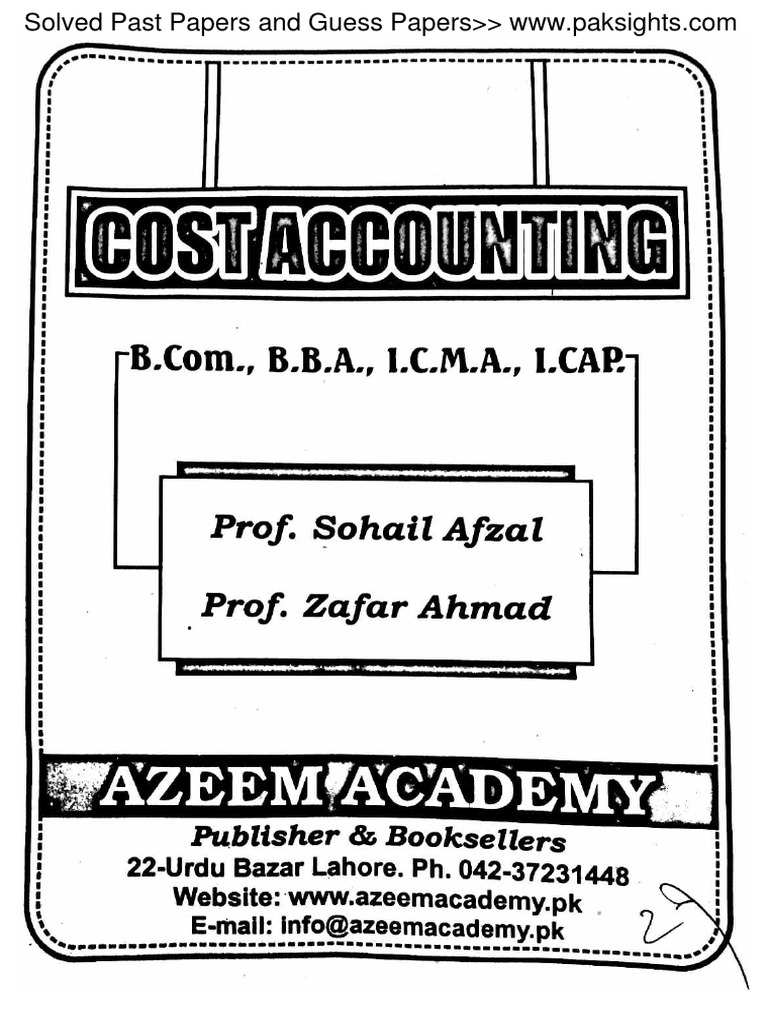 Cost Accounting Book by Sohail Afzal PDF Free Download Part 2 PDF