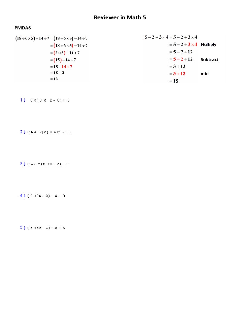 Reviewer in Math 5 | PDF