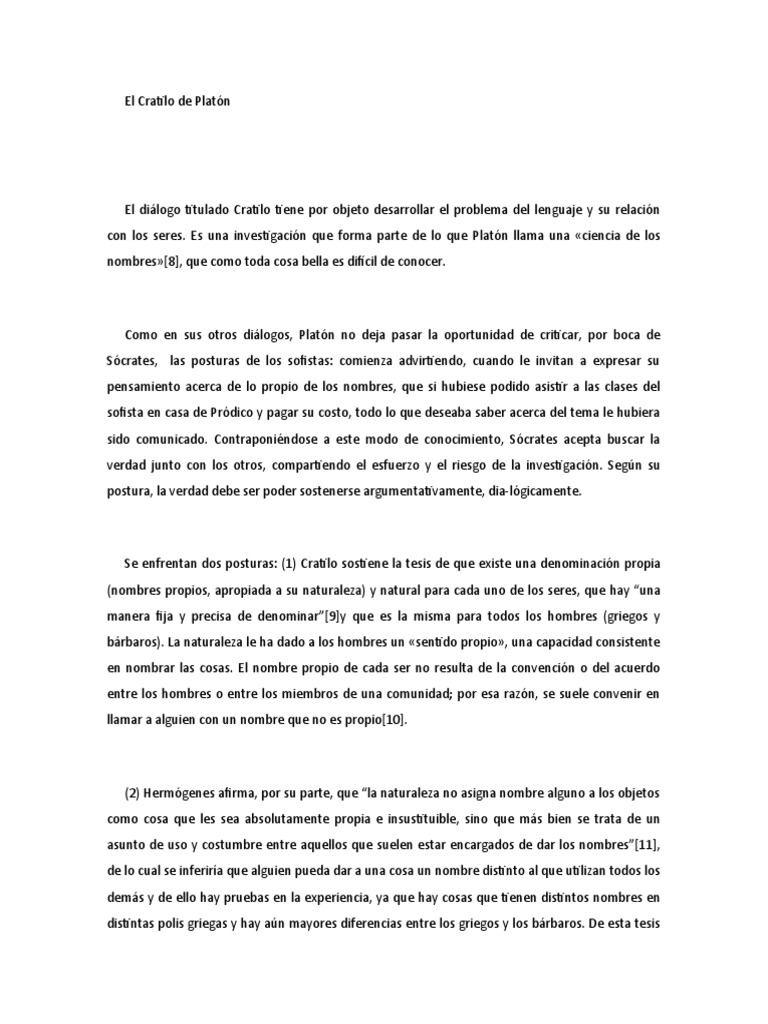 El Cratilo de Platón | PDF | Platón | Verdad